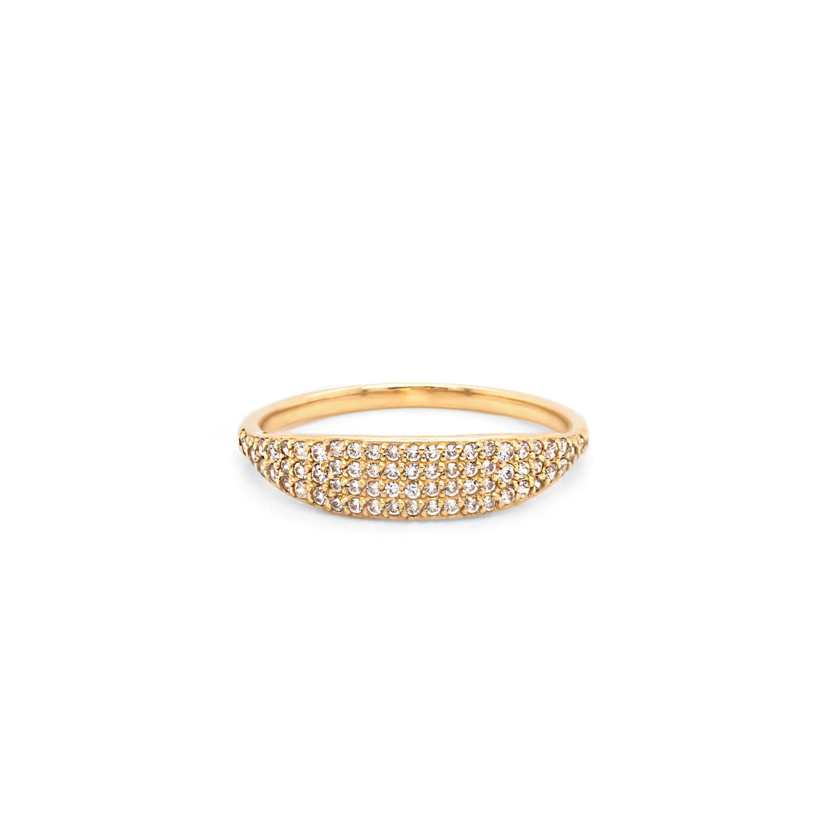 10K YELLOW GOLD PAVE CZ SIGNET RING