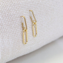 Load image into Gallery viewer, 10K YELLOW GOLD PAPERCLIP DROP STUDS
