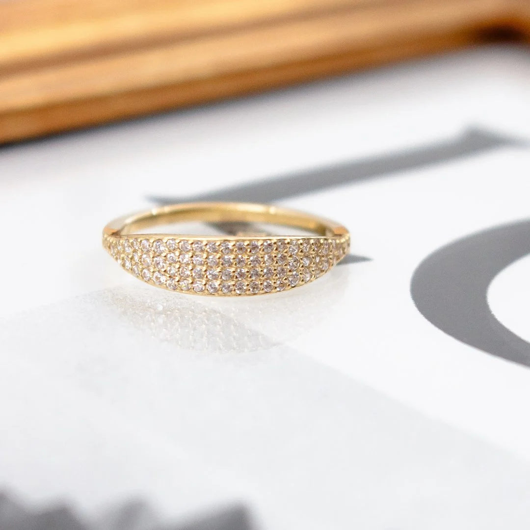 10K YELLOW GOLD PAVE CZ SIGNET RING