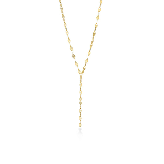 10K YELLOW GOLD BUCKLE CHAIN LARIET NECKLACE