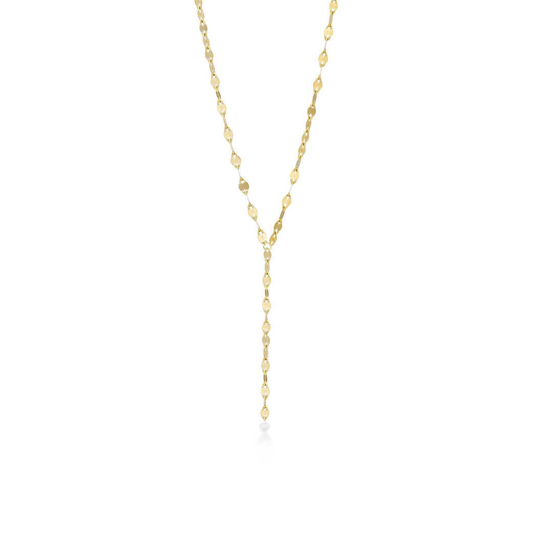 10K YELLOW GOLD BUCKLE CHAIN LARIET NECKLACE
