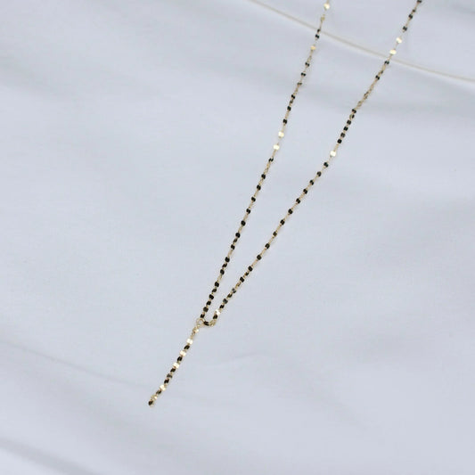 10K YELLOW GOLD BUCKLE CHAIN LARIET NECKLACE