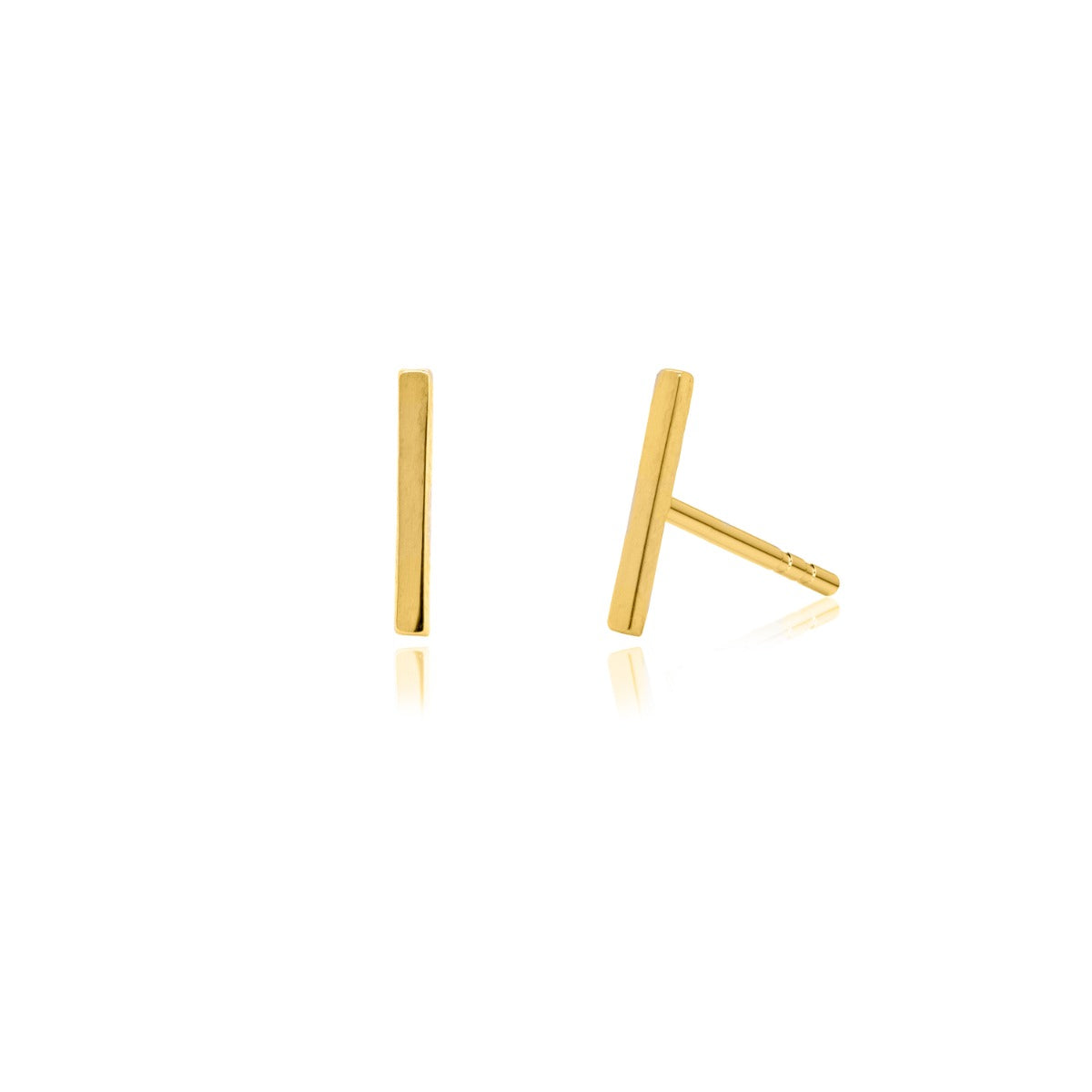 PLAIN SMALL 10K GOLD BAR STUDS