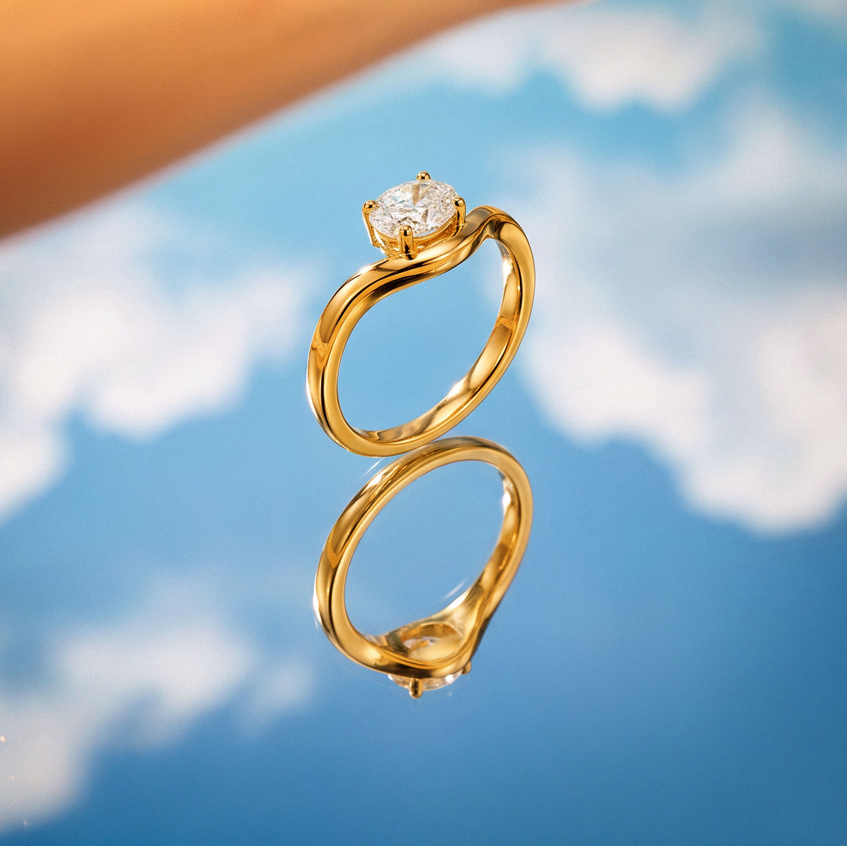 STERLING SILVER GOLD VERMEIL OVAL CUT LAB DIAMOND WAVE RING TDW 0.75CT