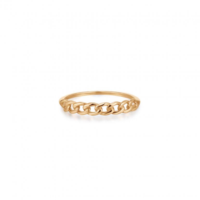 PLAIN 10K YELLOW GOLD DELICATE DEMI CURB LINK RING