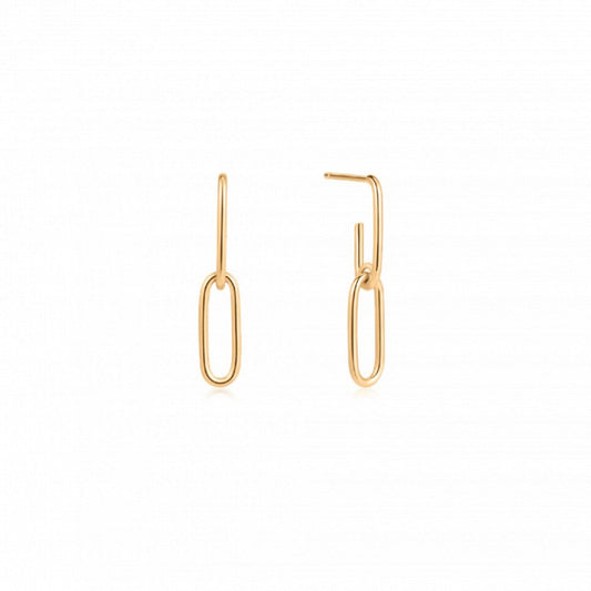 10K YELLOW GOLD PAPERCLIP DROP STUDS