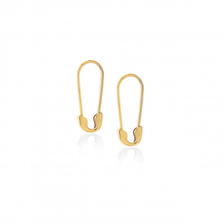 10K GOLD PLAIN SAFETY PIN EARRINGS