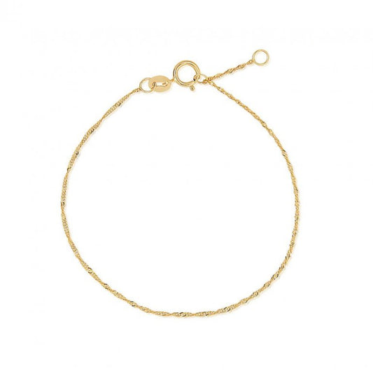 10K YELLOW GOLD SINGAPORE CHAIN BRACELET 1.3mm