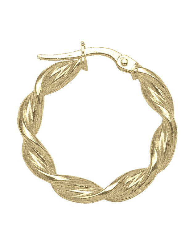YELLOW GOLD TWISTED 3.4MM HOOP EARRING