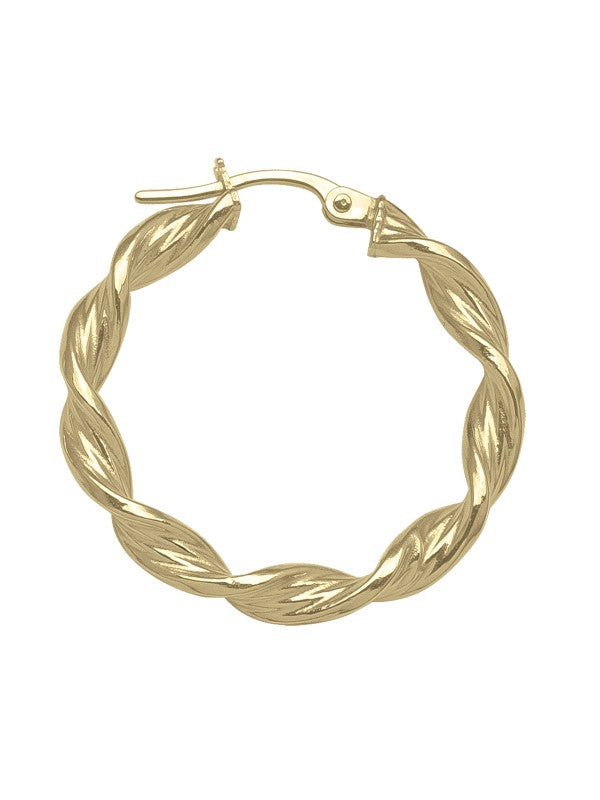 YELLOW GOLD TWISTED 3.4MM HOOP EARRING