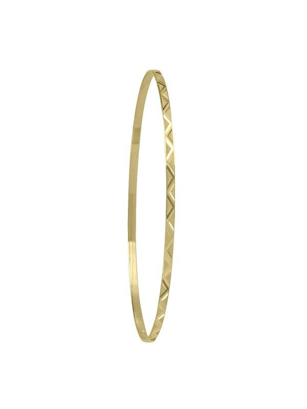 2MM 10K GOLD DIAMOND CUT SLIP ON BANGLE