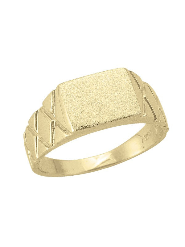 10K YELLOW GOLD SIGNET RING WITH CRISS CROSS DESIGN