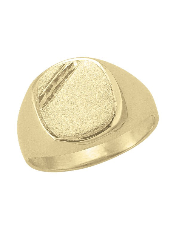 10K YELLOW GOLD SIGNET RING W/ CORNER DESIGN