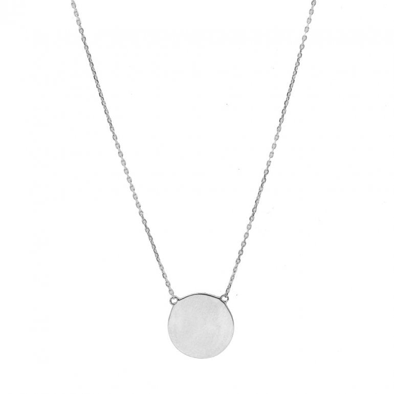 PLAIN 10K GOLD CIRCLE DISC NECKLACE 12MM